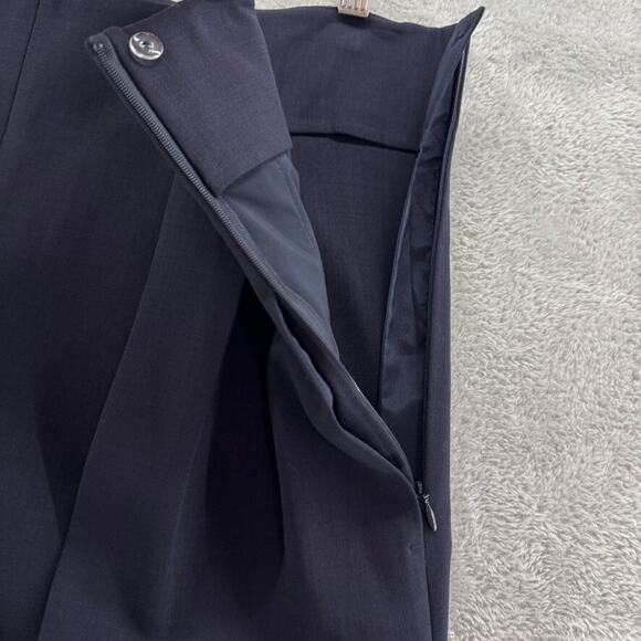 Lafayette148 Pants Women 8 Navy Blue Wool High Rise Tapered Leg Pleated Pockets - Picture 5 of 16